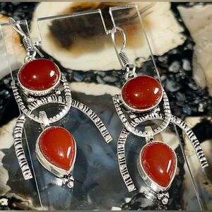 Rustic Carnelian Earrings 2 1/4”